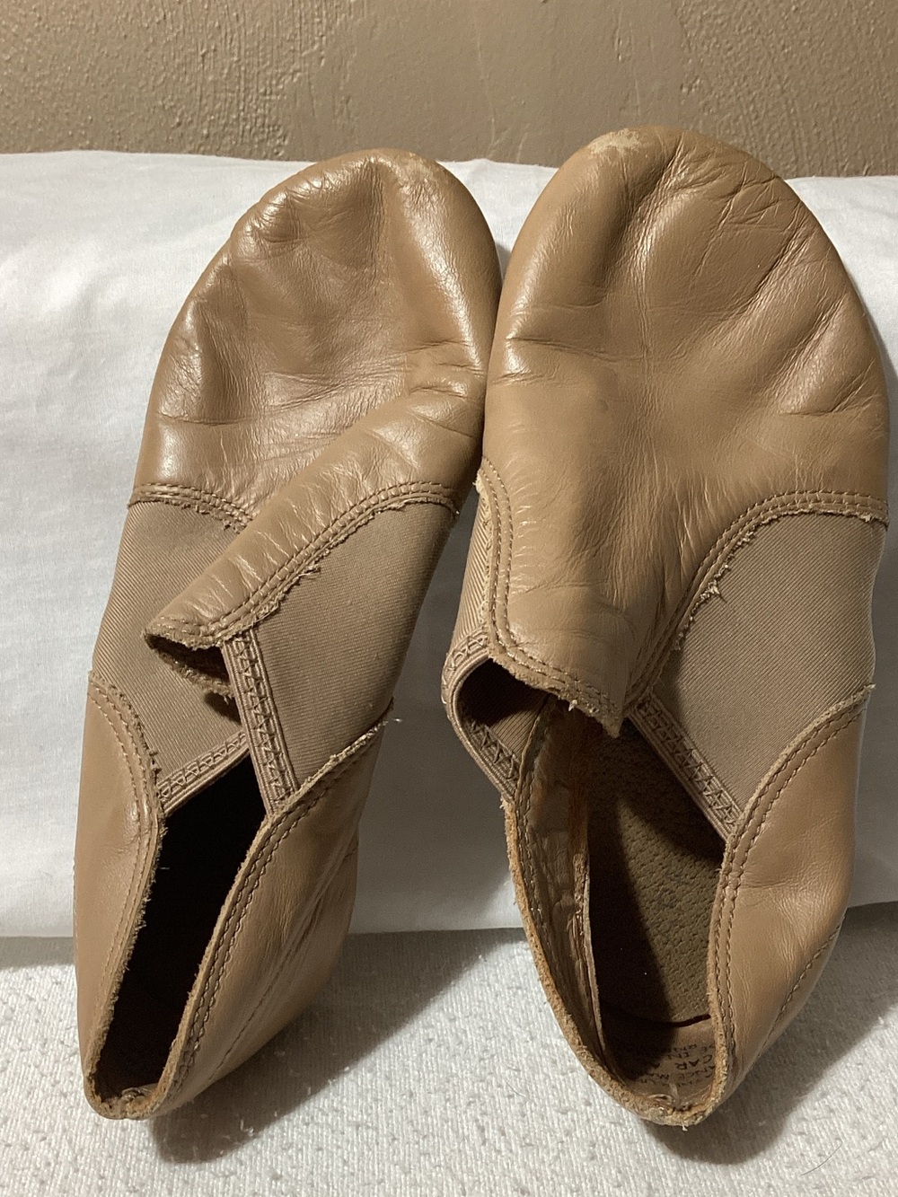 Capezio Kids Leather Slip-On Dance Slippers - Tan